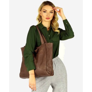 34■ Shopper Damen Schwarz & Beige Leder Tasche mit reißverschluss